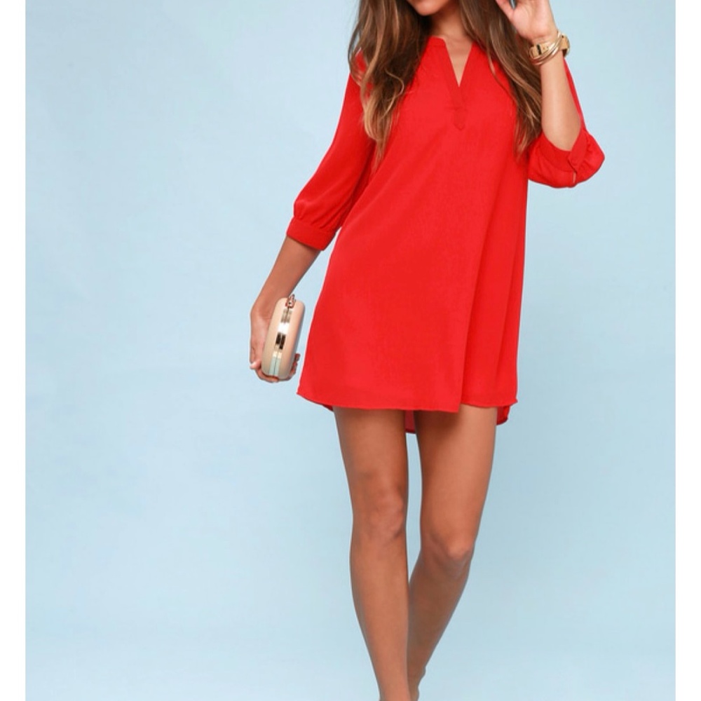 Lulu's High Line Red Shift Dress Size XS EUC